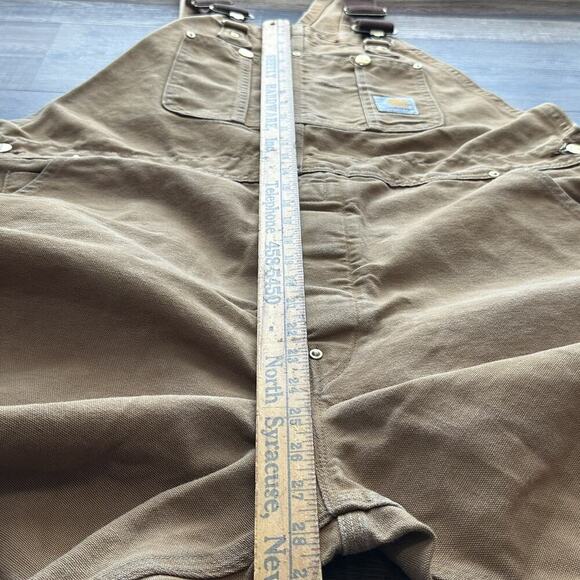 Carhartt Mens 42X32 Brown Double Knee Overalls Bib Workwear Carpenter USA *READ - Picture 15 of 16